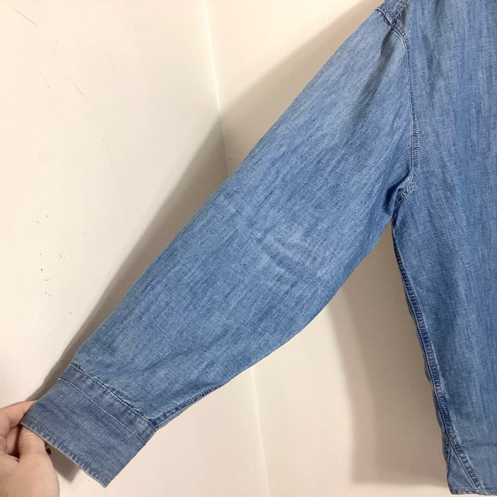 Banana Republic Relaxed Fit Corduroy Trim Chambray Shirt L - Picture 10 of 16